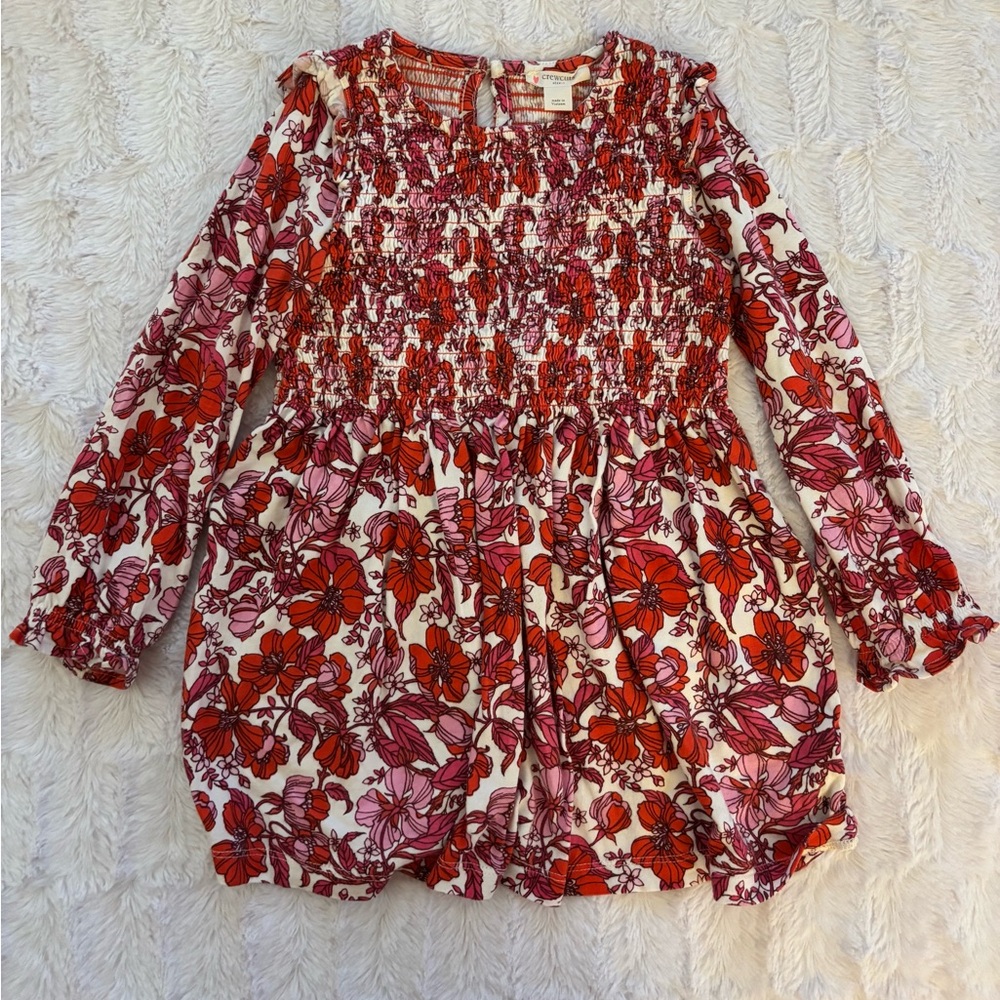 Crewcuts Floral Long Sleeve Smocked Dress